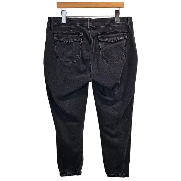 Paige Womens Mayslie Jogger Jeans Sz 32 Black Ankle Zip Casual Stretch Comfort