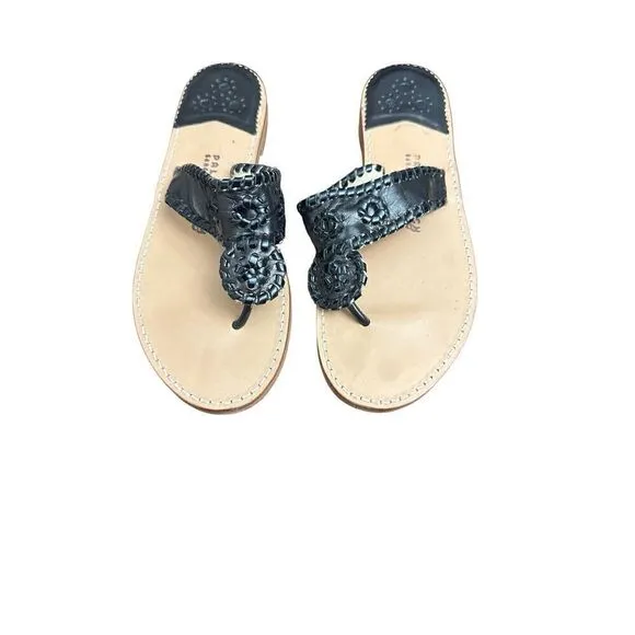 Palm Beach Sandals Classic Black Made in USA Women's size 10