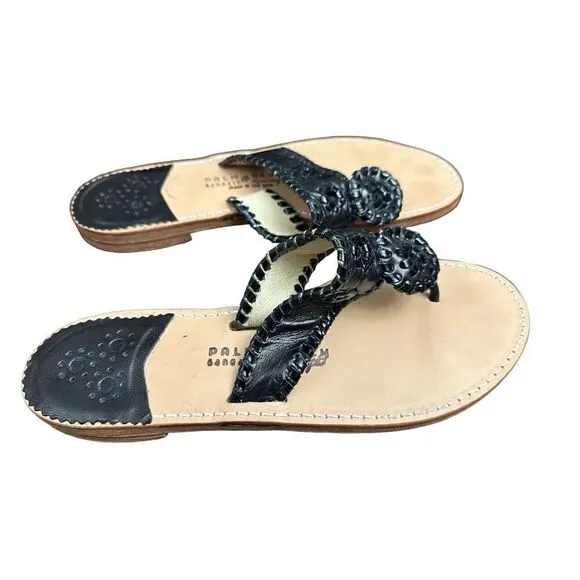 Palm Beach Sandals Classic Black Made in USA Women's size 10