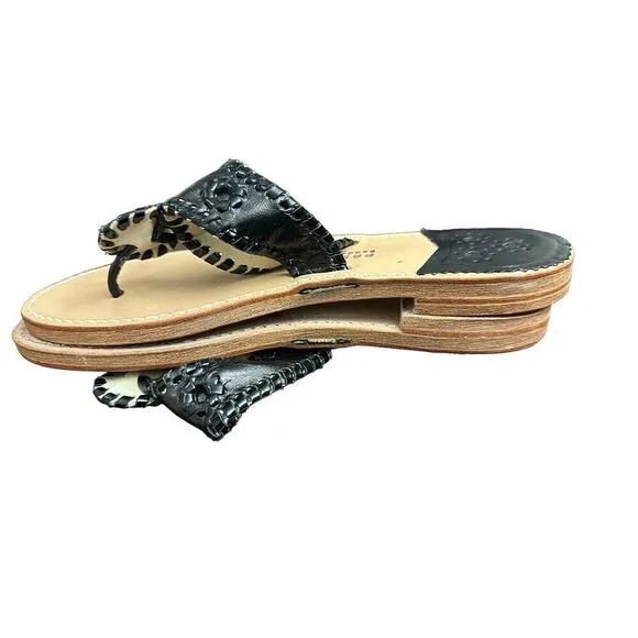 Palm Beach Sandals Classic Black Made in USA Women's size 10
