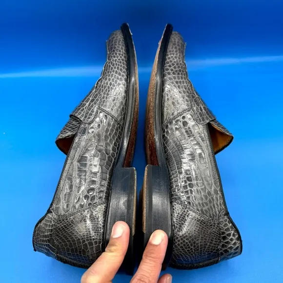Paolo De Marco Genuine Alligator Leather Men's Dress Shoes 9 M Gray Square Toe
