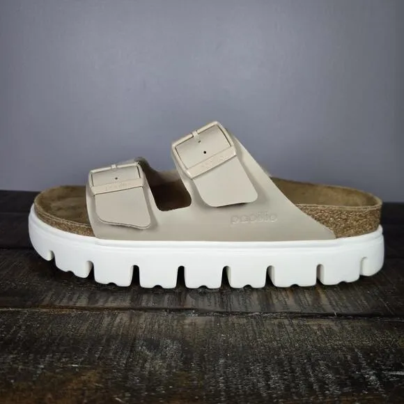 Papillio Arizona Grooved Womens Size 8 EU 39 Narrow Sandals Brown White