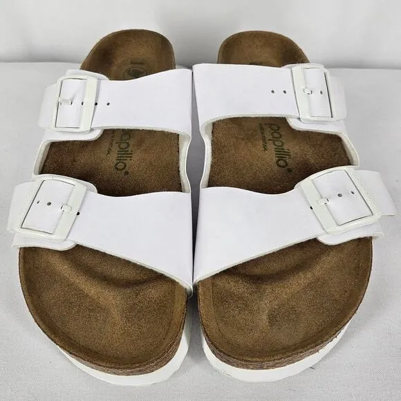 PAPILLIO BIRKENSTOCK VEGAN ARIZONA WHITE SANDALS WOMEN'S SIZE 41