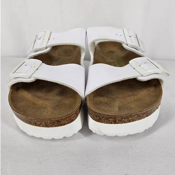 PAPILLIO BIRKENSTOCK VEGAN ARIZONA WHITE SANDALS WOMEN'S SIZE 41