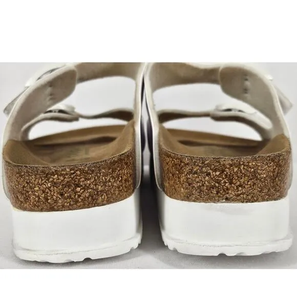 PAPILLIO BIRKENSTOCK VEGAN ARIZONA WHITE SANDALS WOMEN'S SIZE 41