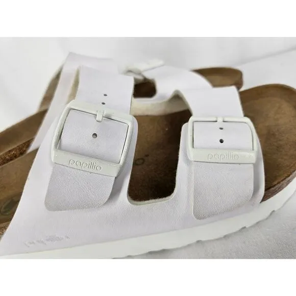 PAPILLIO BIRKENSTOCK VEGAN ARIZONA WHITE SANDALS WOMEN'S SIZE 41