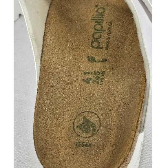 PAPILLIO BIRKENSTOCK VEGAN ARIZONA WHITE SANDALS WOMEN'S SIZE 41