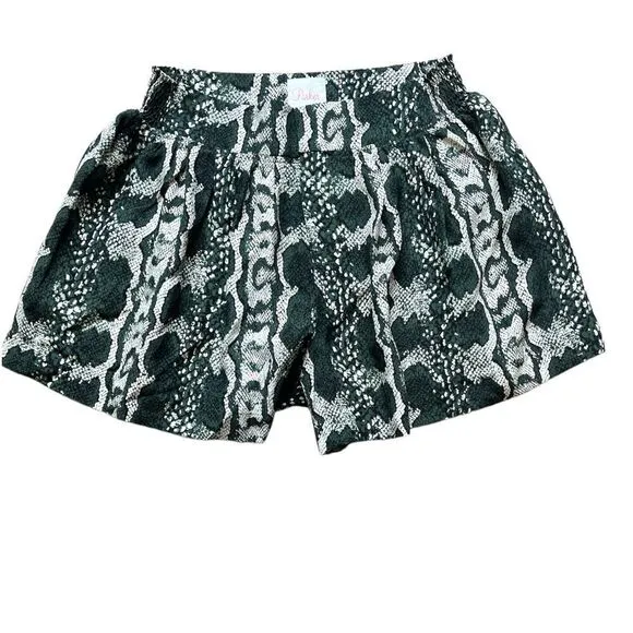 Parker Green Snakeskin Print Silk Shorts