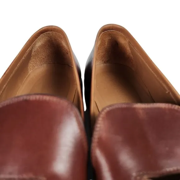 Paul Fredrick Italy Men's 9 Burnished Brown Leather Dress Shoes Venetian Loafers