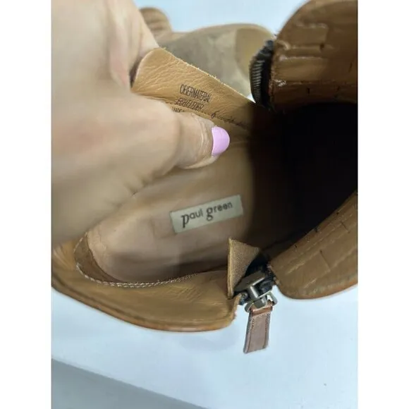 Paul Green Malibu Sliced Zip Tan 3 Inch Bootie Size UK 3.5/ US 6​​​​​​
