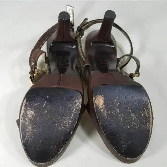 Pelle Moda Womens Sandals Size 9.5 Embellished Ankle Strap Open Toe Heels Shoes