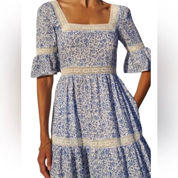 Pink City Prints Celine Dress x Tuckernuck. Sky Chintz. L. NWT