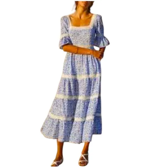 Pink City Prints Celine Dress x Tuckernuck. Sky Chintz. L. NWT