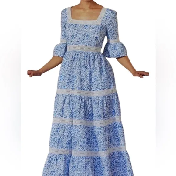 Pink City Prints Celine Dress x Tuckernuck. Sky Chintz. L. NWT
