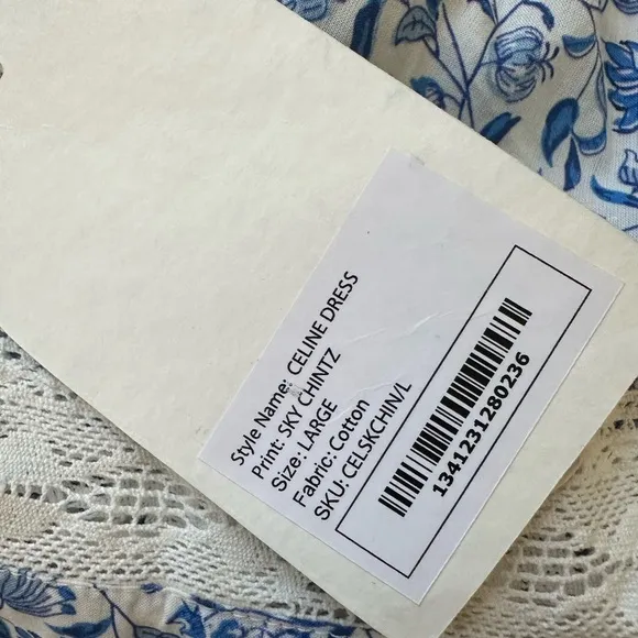 Pink City Prints Celine Dress x Tuckernuck. Sky Chintz. L. NWT