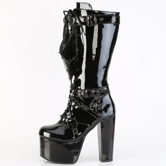 Platform Gothic High Heel Lace Up Knee High Boots