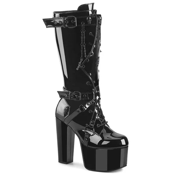 Platform Gothic High Heel Lace Up Knee High Boots