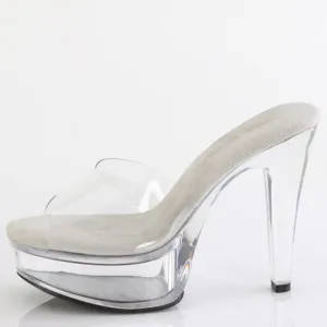 Platform Slide On Clear High Heel Shoes