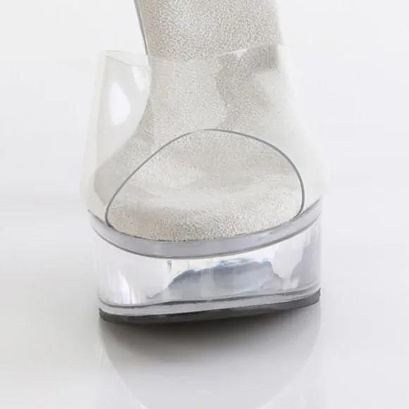 Platform Slide On Clear High Heel Shoes