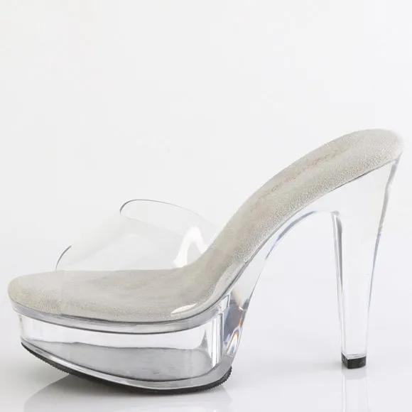 Platform Slide On Clear High Heel Shoes