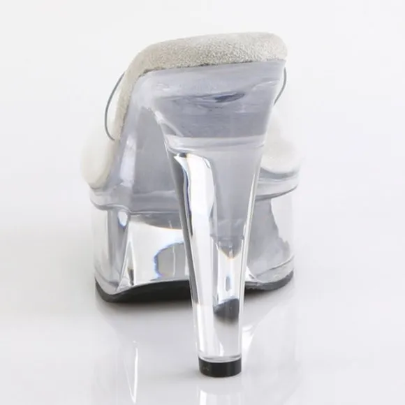 Platform Slide On Clear High Heel Shoes