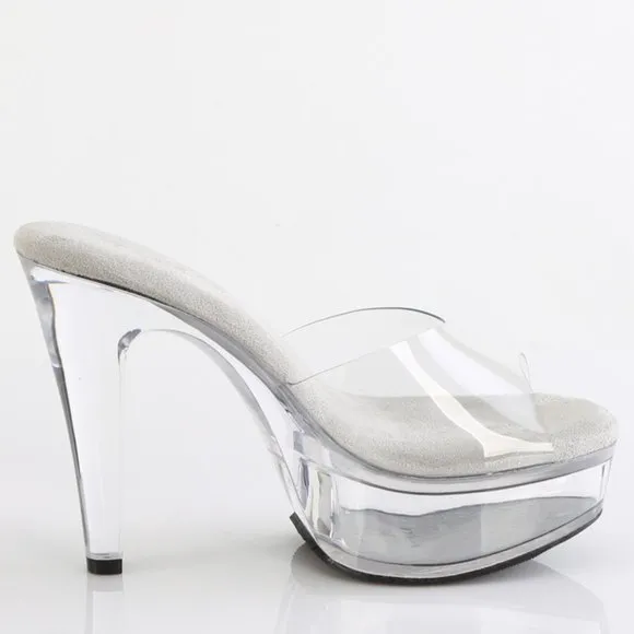 Platform Slide On Clear High Heel Shoes