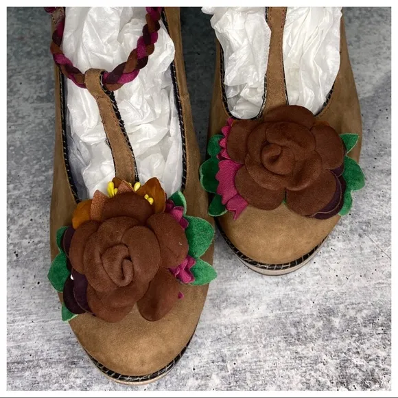 Poetic License Suede Rose Embellished High Heels