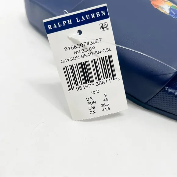 Polo Ralph Lauren Cayson Navy CP-93 Beach Ball Bear Slides Sandals Flip Flop