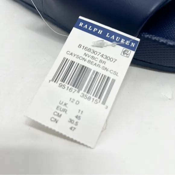 Polo Ralph Lauren Cayson Navy CP-93 Beach Ball Bear Slides Sandals Flip Flop