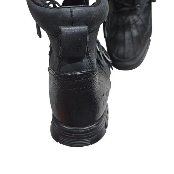 Polo Ralph Lauren Mens Leather Buckle Boots Size 12D Black