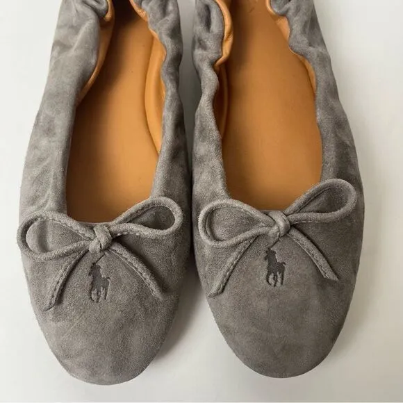 Polo Ralph Lauren Suede Pony Ballet Ballerina Shoes Gray Made in Spain 5.5 $398