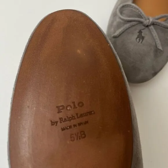 Polo Ralph Lauren Suede Pony Ballet Ballerina Shoes Gray Made in Spain 5.5 $398