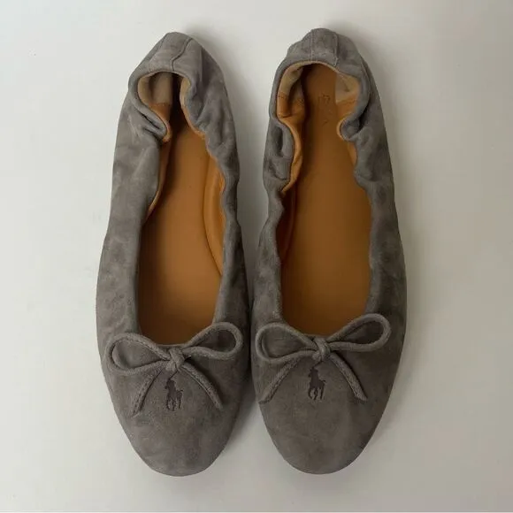 Polo Ralph Lauren Suede Pony Ballet Ballerina Shoes Gray Made in Spain 5.5 $398