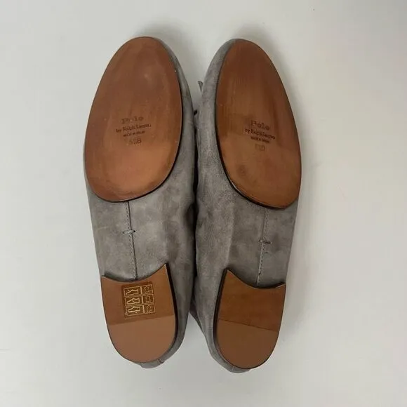 Polo Ralph Lauren Suede Pony Ballet Ballerina Shoes Gray Made in Spain 5.5 $398