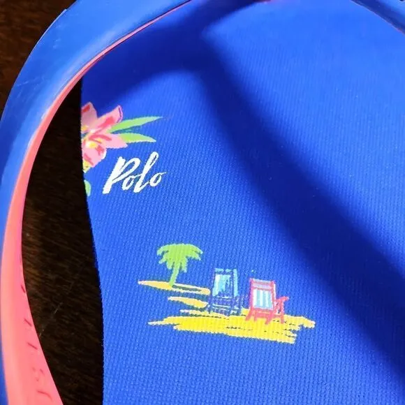 Polo Ralph Lauren Thong Sandals Men's Size 11 Blue Red Beach Ship Vacation New