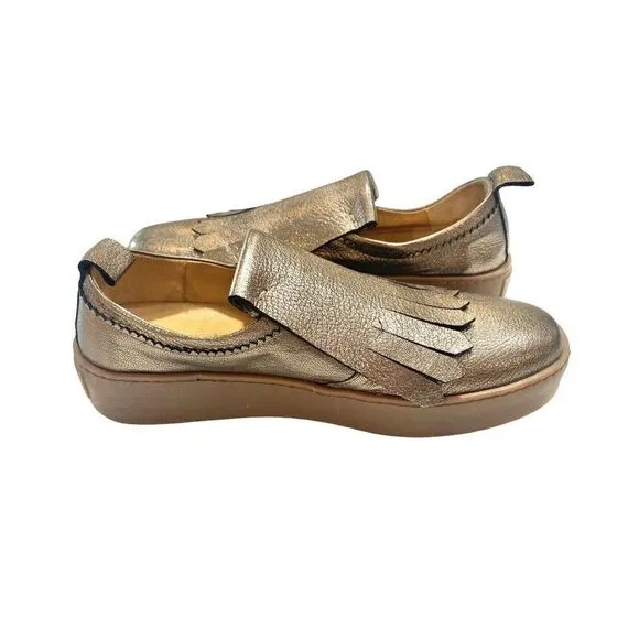 POMME D'OR Italy Gold Metallic Leather Dress Shoes Womens Sz 38 US 7.5 24.5 cm