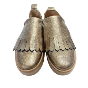 POMME D'OR Italy Gold Metallic Leather Dress Shoes Womens Sz 38 US 7.5 24.5 cm