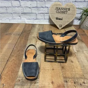 Pons Classic Style Avarca French Blue Leather Sandals 9