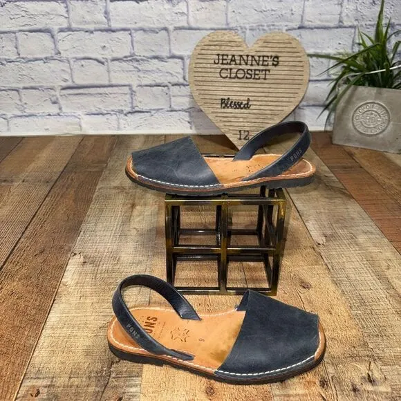 Pons Classic Style Avarca French Blue Leather Sandals 9