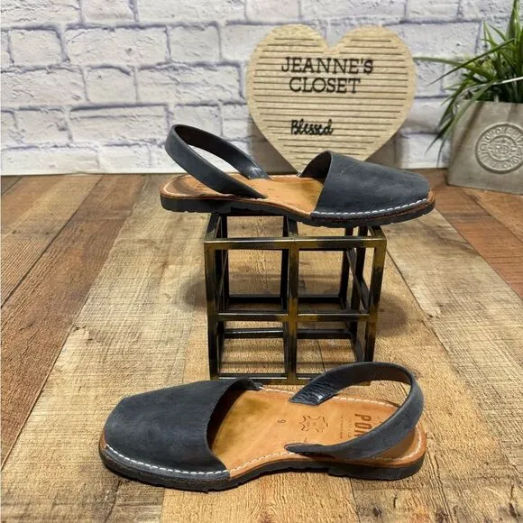 Pons Classic Style Avarca French Blue Leather Sandals 9