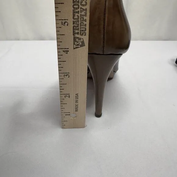 PRADA Womens High Heel Shoes Stiletto Pumps Brown Leather Size 7.5 / 37.5