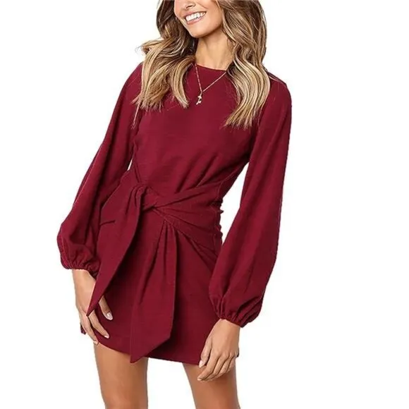 PRETTYGARDEN Women's Cocktail Dress | Elegant, Long Lantern Sleeve, Short,