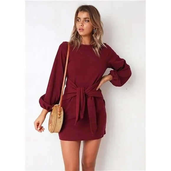 PRETTYGARDEN Women's Cocktail Dress | Elegant, Long Lantern Sleeve, Short,