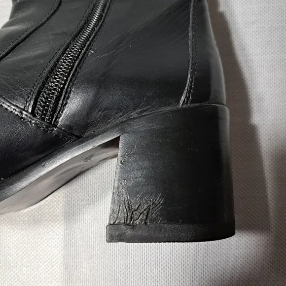 Prialpas Gomma Women's Black‎ Leather Heel Boots Size 38 Made In Italy