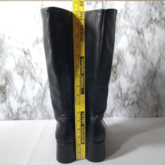 Prialpas Gomma Women's Black‎ Leather Heel Boots Size 38 Made In Italy