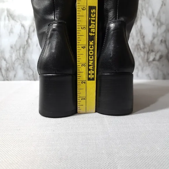 Prialpas Gomma Women's Black‎ Leather Heel Boots Size 38 Made In Italy