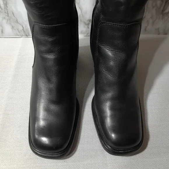 Prialpas Gomma Women's Black‎ Leather Heel Boots Size 38 Made In Italy