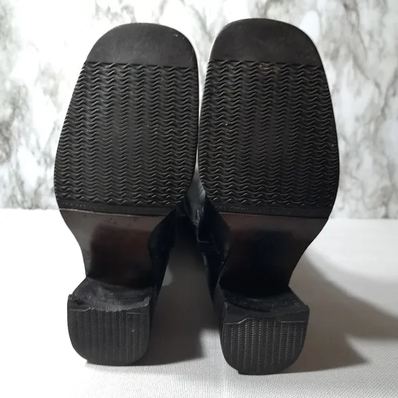 Prialpas Gomma Women's Black‎ Leather Heel Boots Size 38 Made In Italy