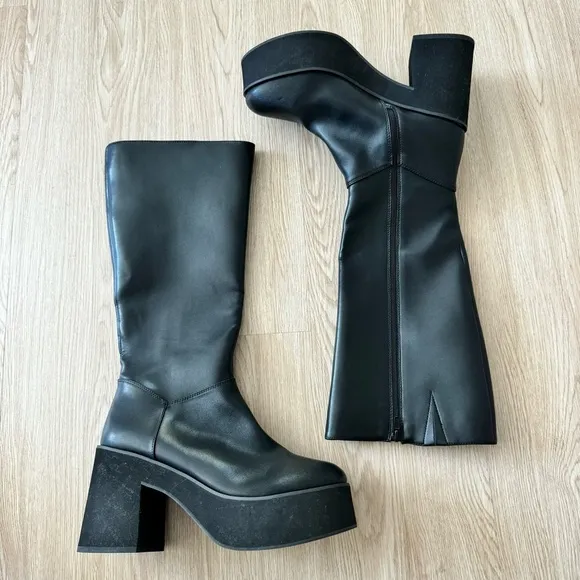 Princess Polly platform moto style vegan leather boots nwot
