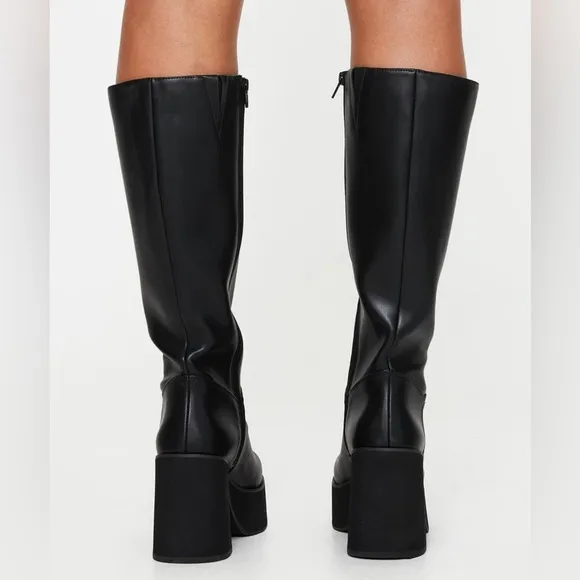 Princess Polly platform moto style vegan leather boots nwot